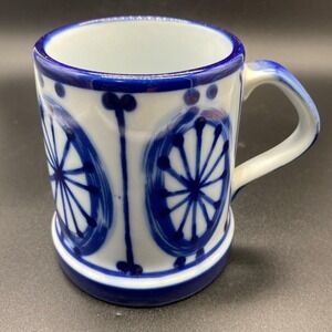 Nordic Mug Stein Hand Painted Blue & Gray C.J. Peterson? Made‎ in Japan 4"